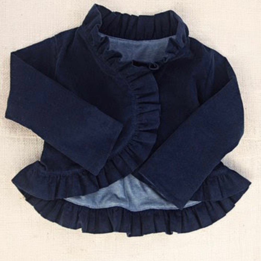 Joyfolie Navy Corduroy Ruffle Jacket 6